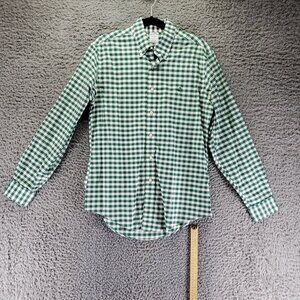 Brooks Brothers Shirt Men’s Medium Green Slim Fit Gingham Check Non-Iron